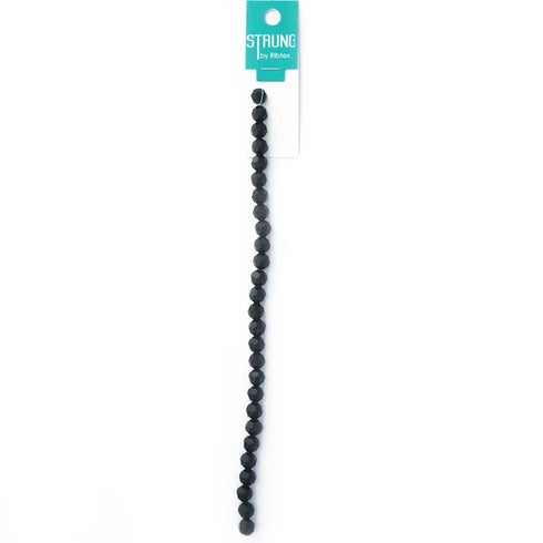 8mm Black Colour Round Glass Facet Strung Beads